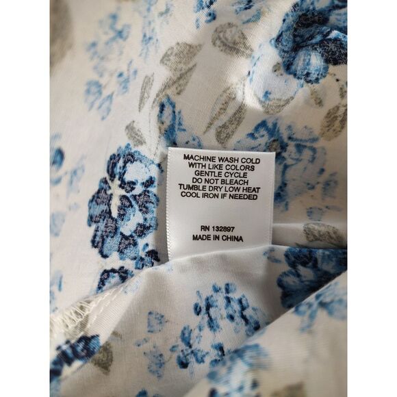 Jane and Delancey Blue Floral Peasant Top Ladies Woman XS Flared Sleeves - Picture 7 of 7